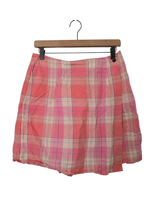 Liz Claiborne Dresses & Skirts - Villager Sport Linen Blend Plaid Skort Pink Preppy Golf Coastal Grandma Size 12